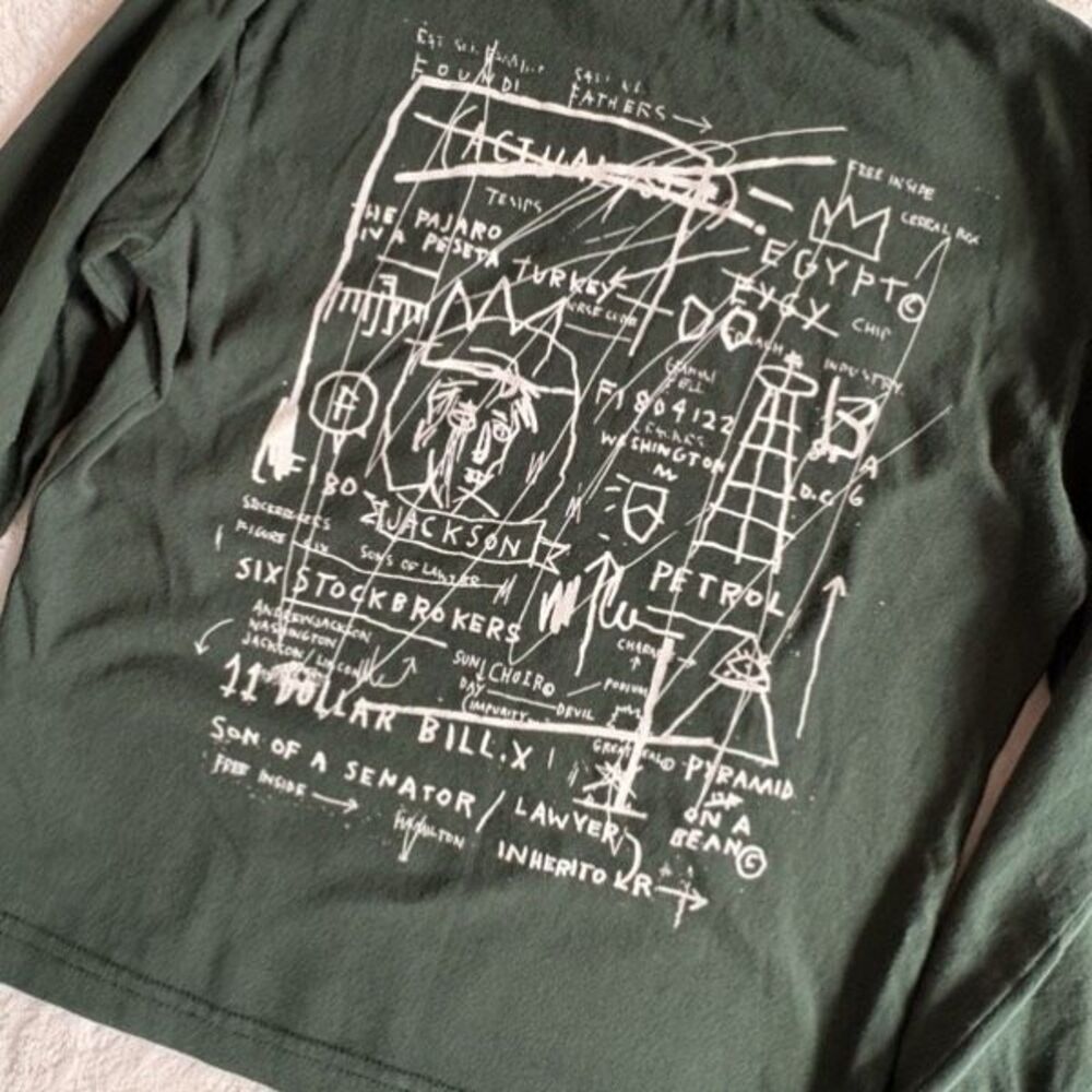 Gap Kids Basquiat Graphic Long Sleeve T-Shirt Green Size 6/7